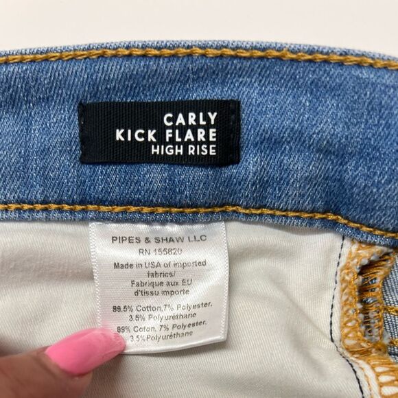 🌸 VERONICA BEARD Carly Kick Flare High Rise Light Blue Jeans Size Small - Picture 8 of 8